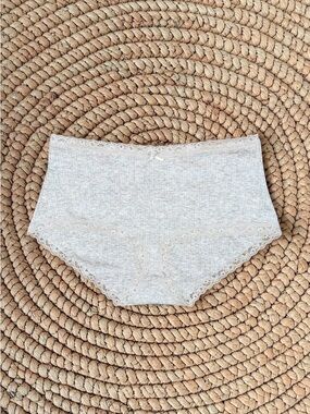 SKIMS NWOT Lightweight Cotton Pointelle Lace Brief Heather Gray Size XXS